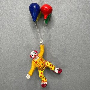 Vintage Mexican Paper Mache Hanging Clown with Balloons Folk Art Figurine 15in‎